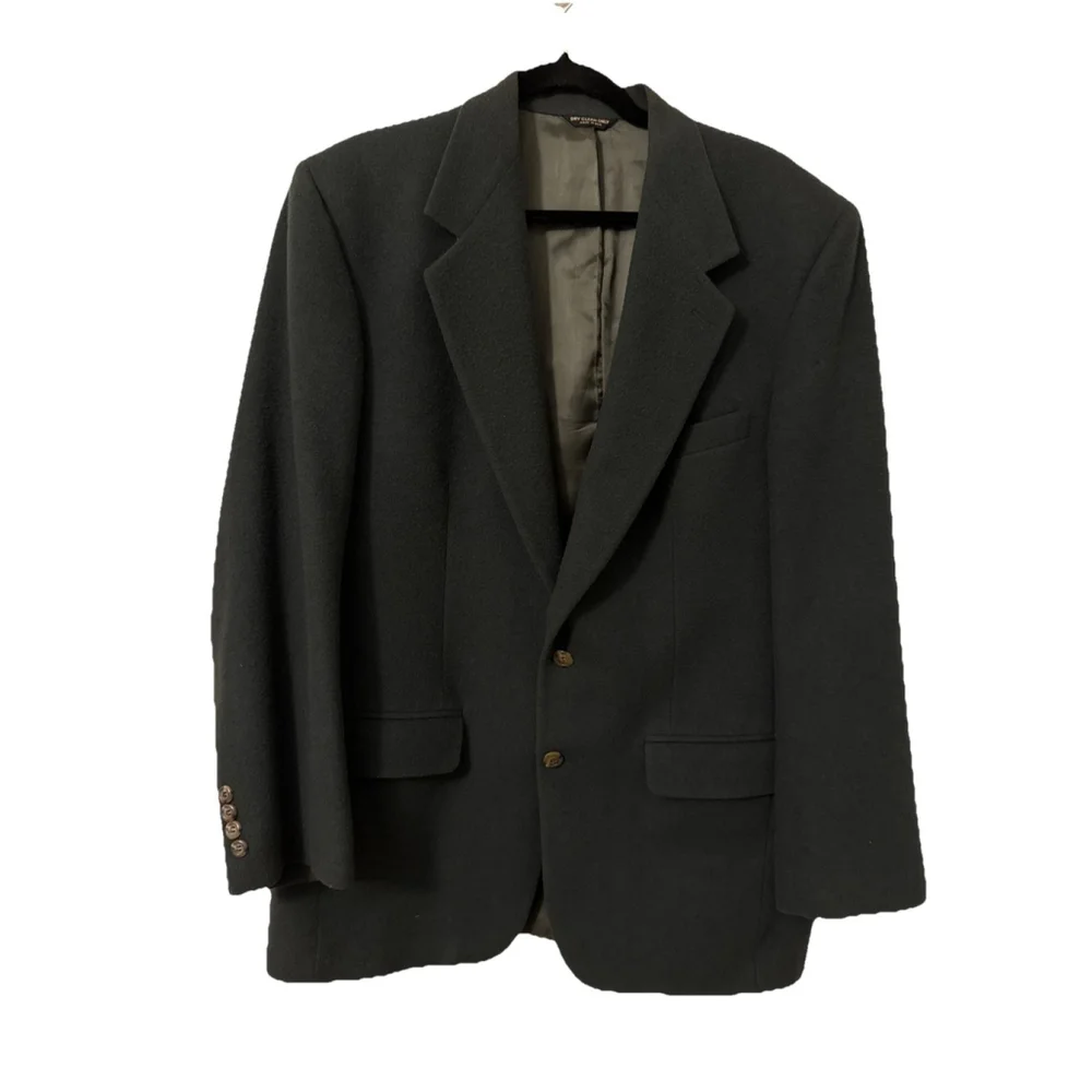 Vintage Bill Blass Men’s 100% Camel Hair Sport Coat Forest Green, Parisian, 40R